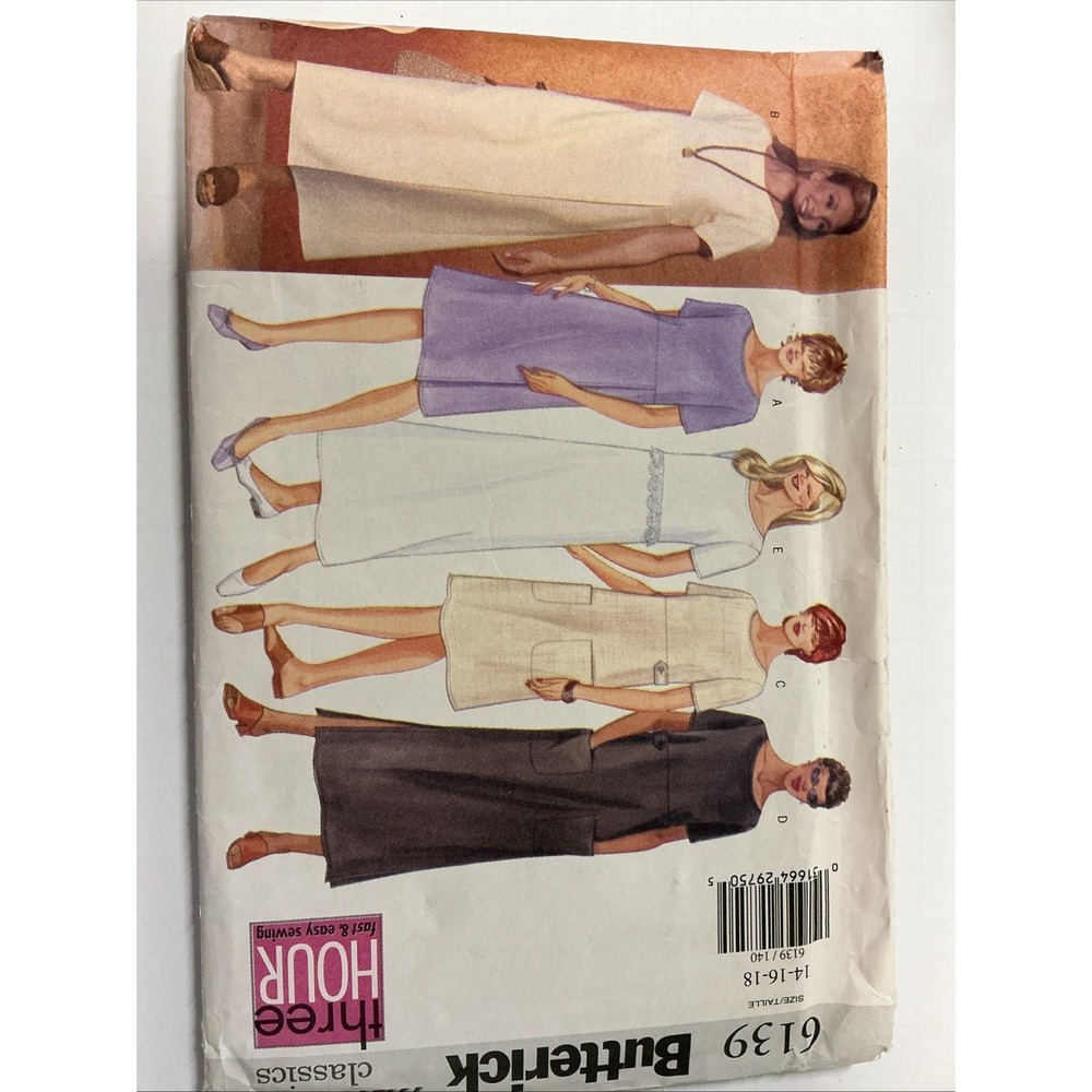 Vintage 1999 Butterick 6139 Pattern Misses‎ Petite Dress SZ 14-18 NEW/UNCUT